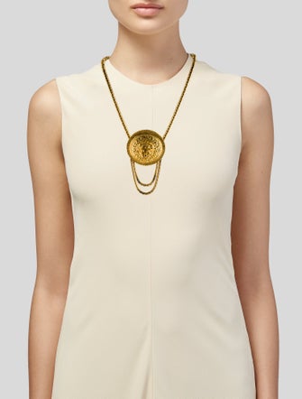 Judith Leiber Roaring Lion Medallion Pendant Necklace