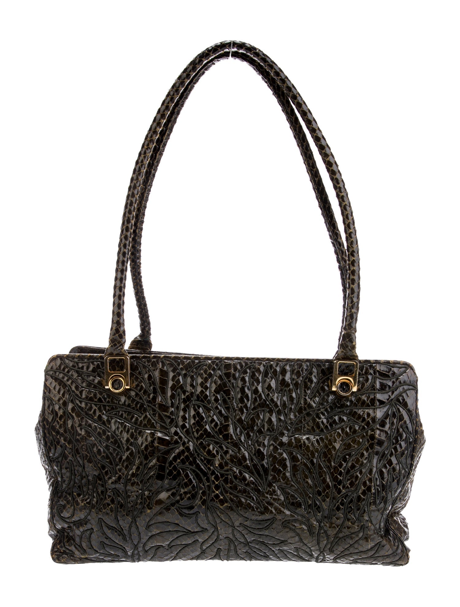 Judith Leiber Embossed Leather Top Handle Bag