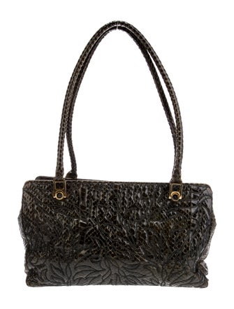 Judith Leiber Embossed Leather Top Handle Bag