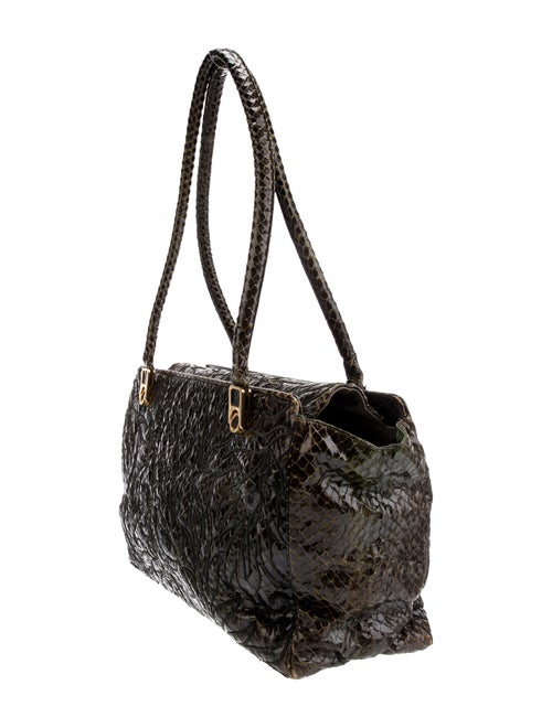 Judith Leiber Embossed Leather Top Handle Bag