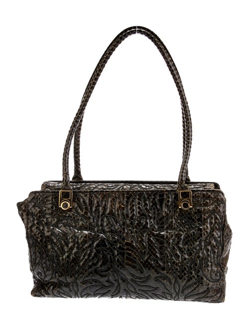 Judith Leiber Embossed Leather Top Handle Bag