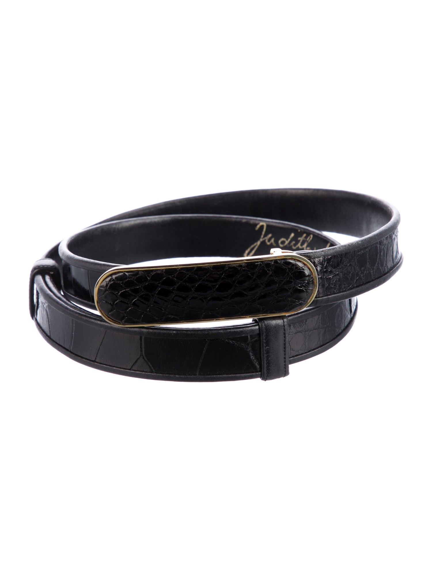 Judith Leiber Skinny Leather Belt