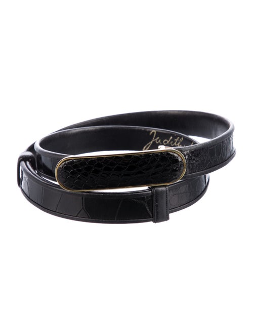 Judith Leiber Skinny Leather Belt