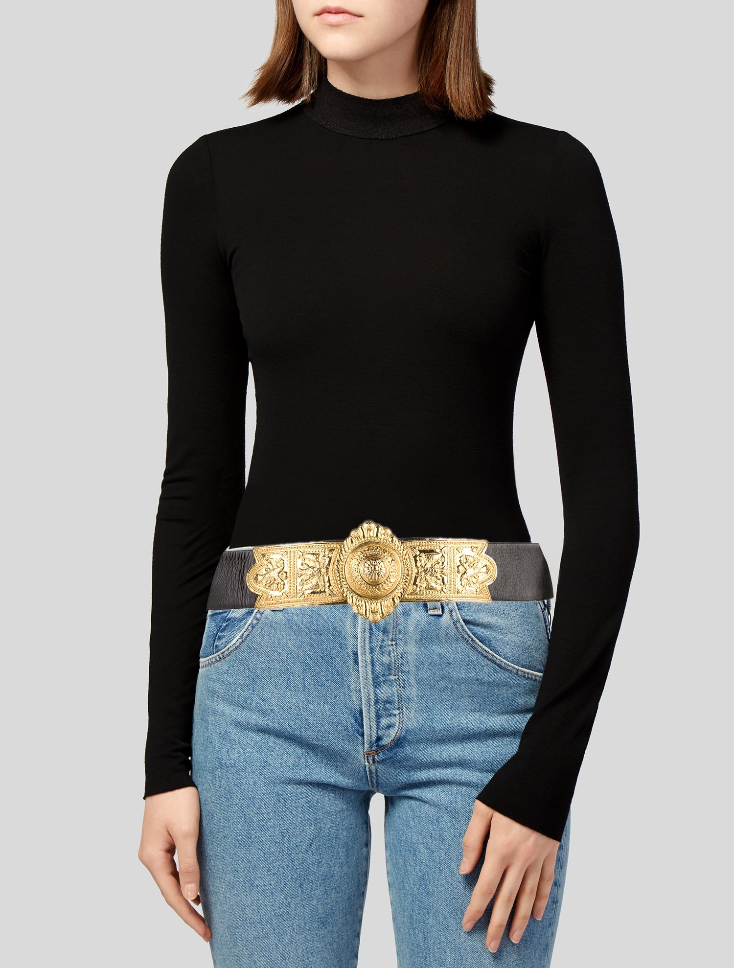 Judith Leiber Wide Leather Waist Belt