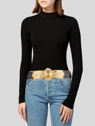 Judith Leiber Wide Leather Waist Belt