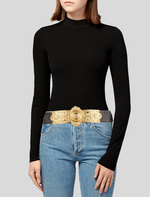 Judith Leiber Wide Leather Waist Belt