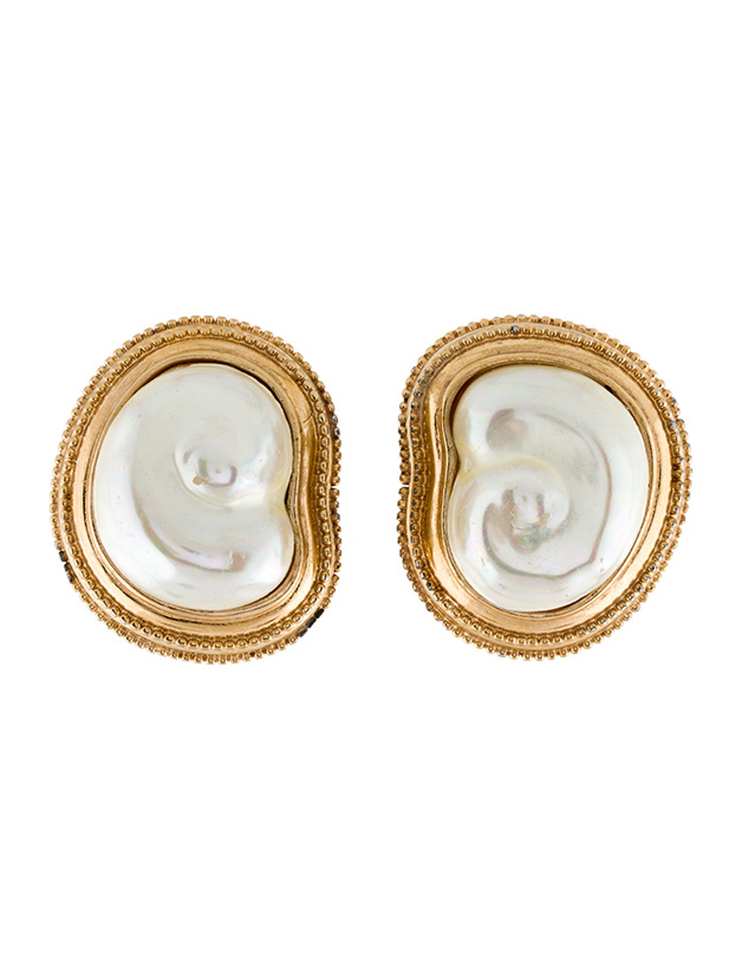 Judith Leiber Faux Pearl Milgrain Clip-On Earrings