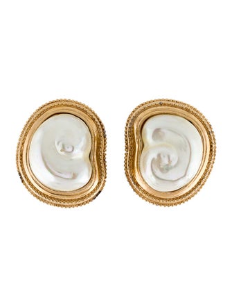 Judith Leiber Faux Pearl Milgrain Clip-On Earrings