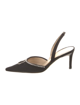 Judith Leiber Satin Crystal Embellishments Slingback Pumps