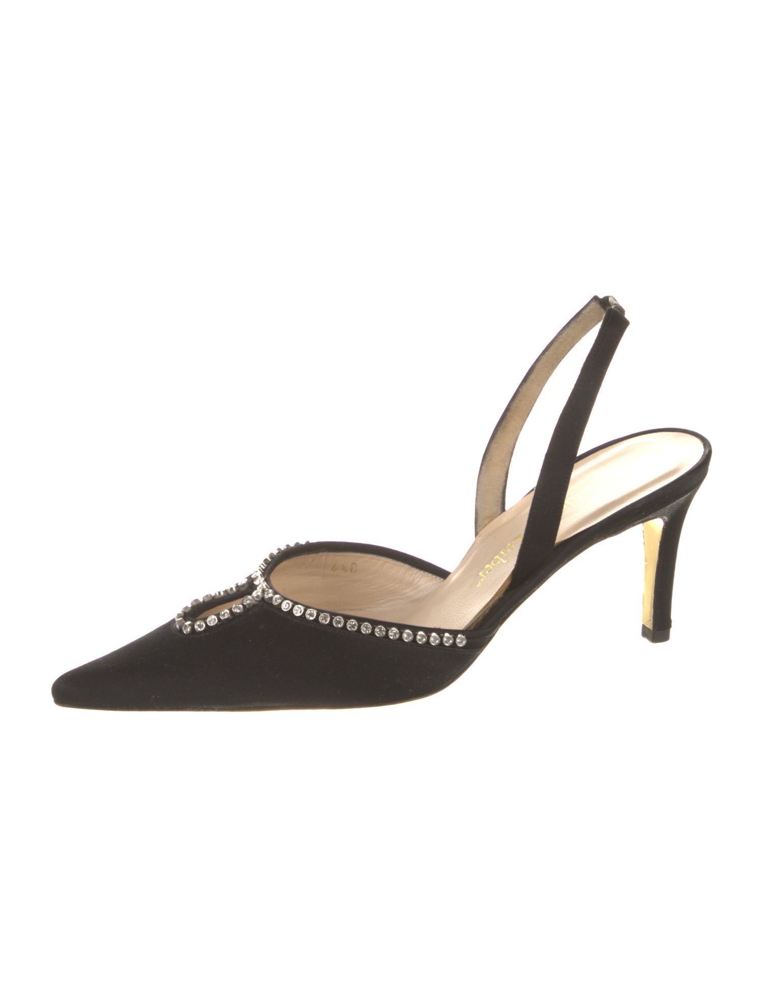 Judith Leiber Satin Crystal Embellishments Slingback Pumps
