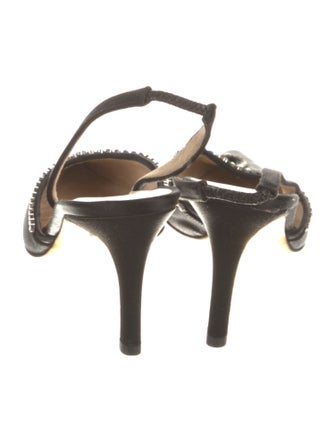 Judith Leiber Satin Crystal Embellishments Slingback Pumps