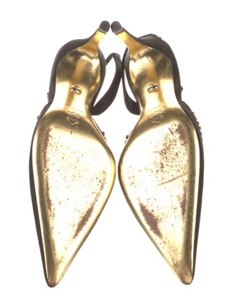 Judith Leiber Satin Crystal Embellishments Slingback Pumps