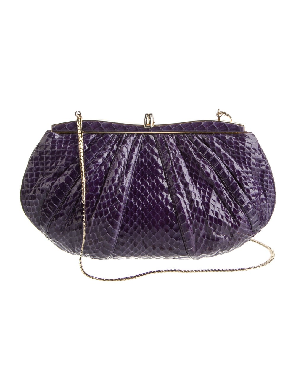 Judith Leiber Evening Bag Purple Python Gold-Tone… - image 4