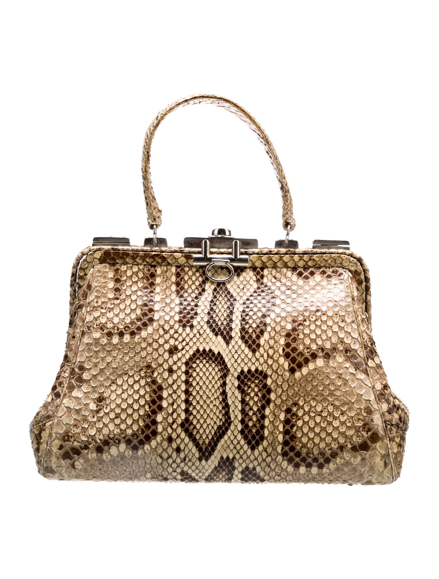 Judith Leiber Snakeskin Top Handle Bag