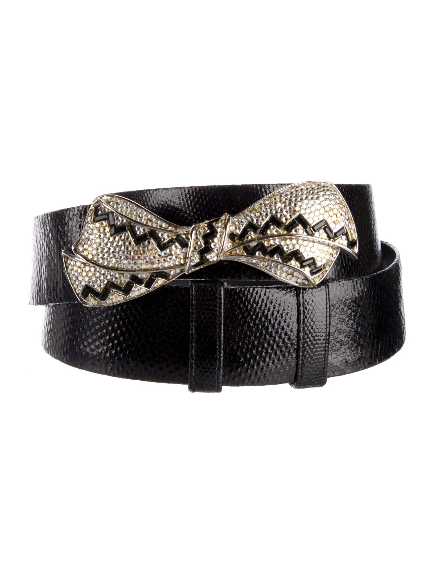 Judith Leiber Embossed Leather Belt
