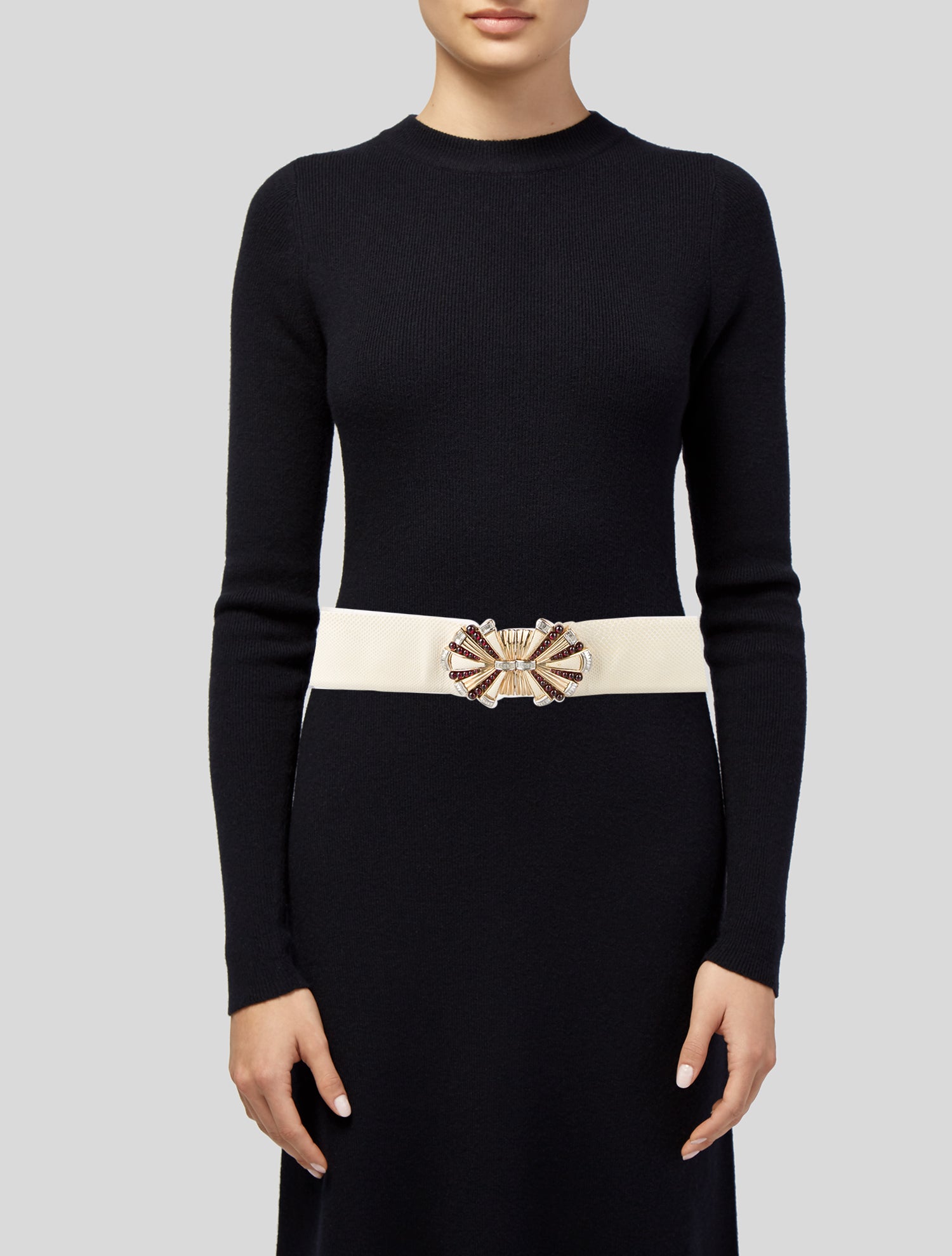 Judith Leiber Wide Snakeskin Waist Belt