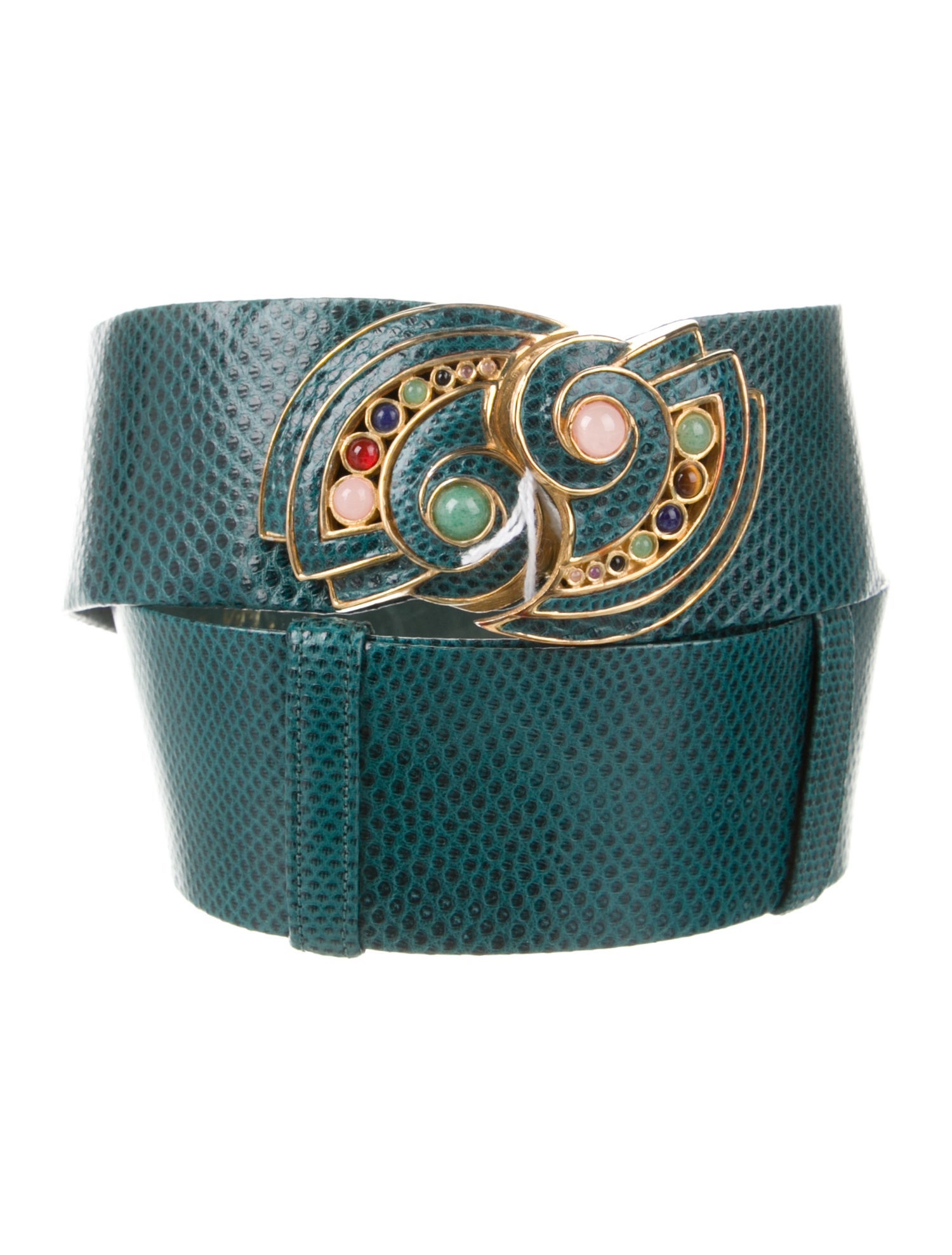 Judith Leiber Wide Snakeskin Waist Belt