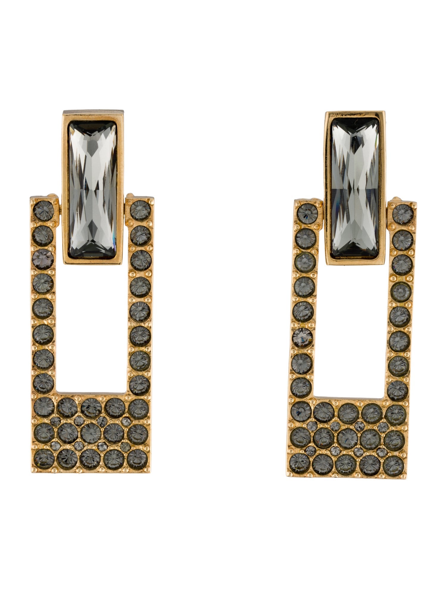 Judith Leiber Crystal Rectangle Drop Earrings