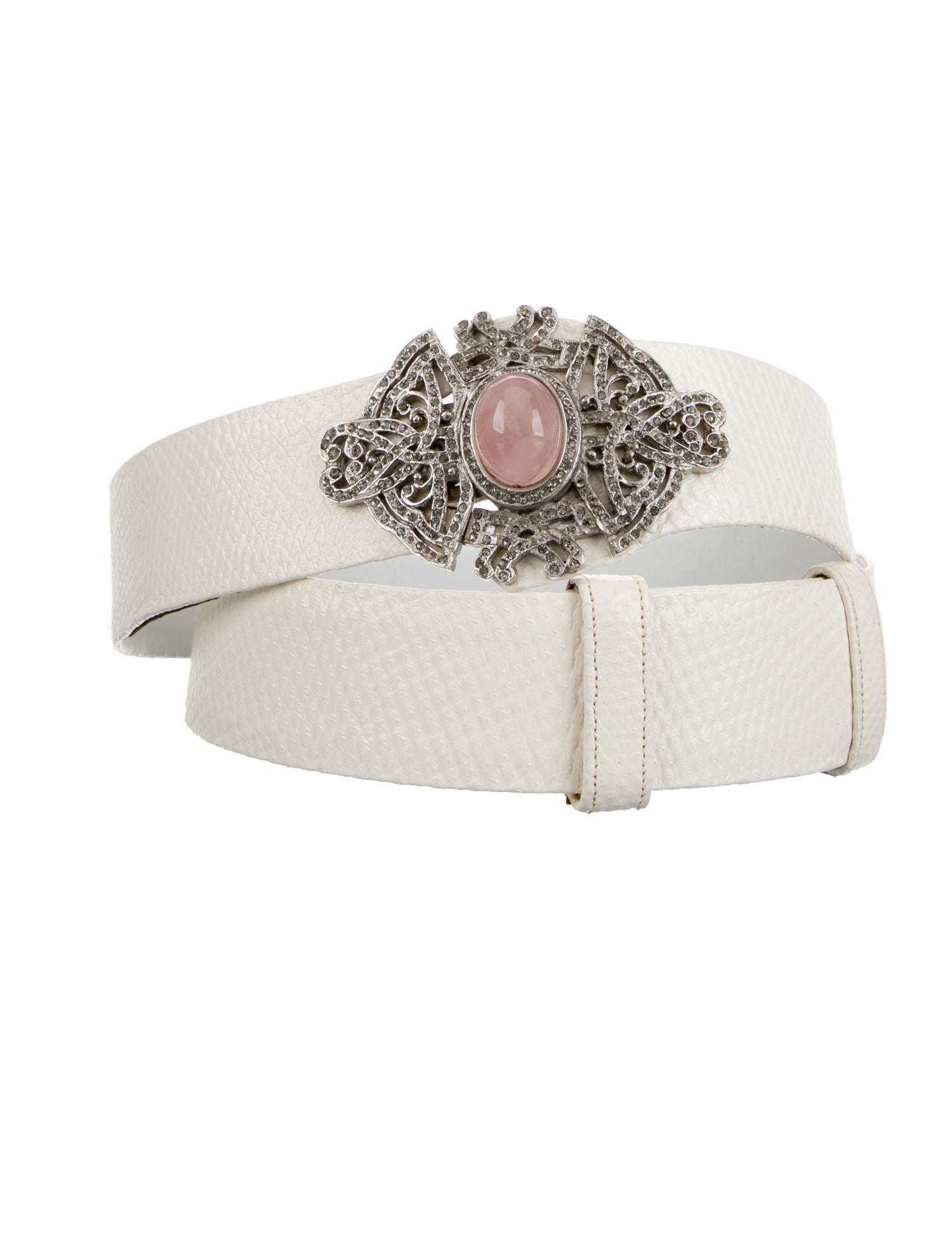Judith Leiber Leather Crystal Embellishments Belt