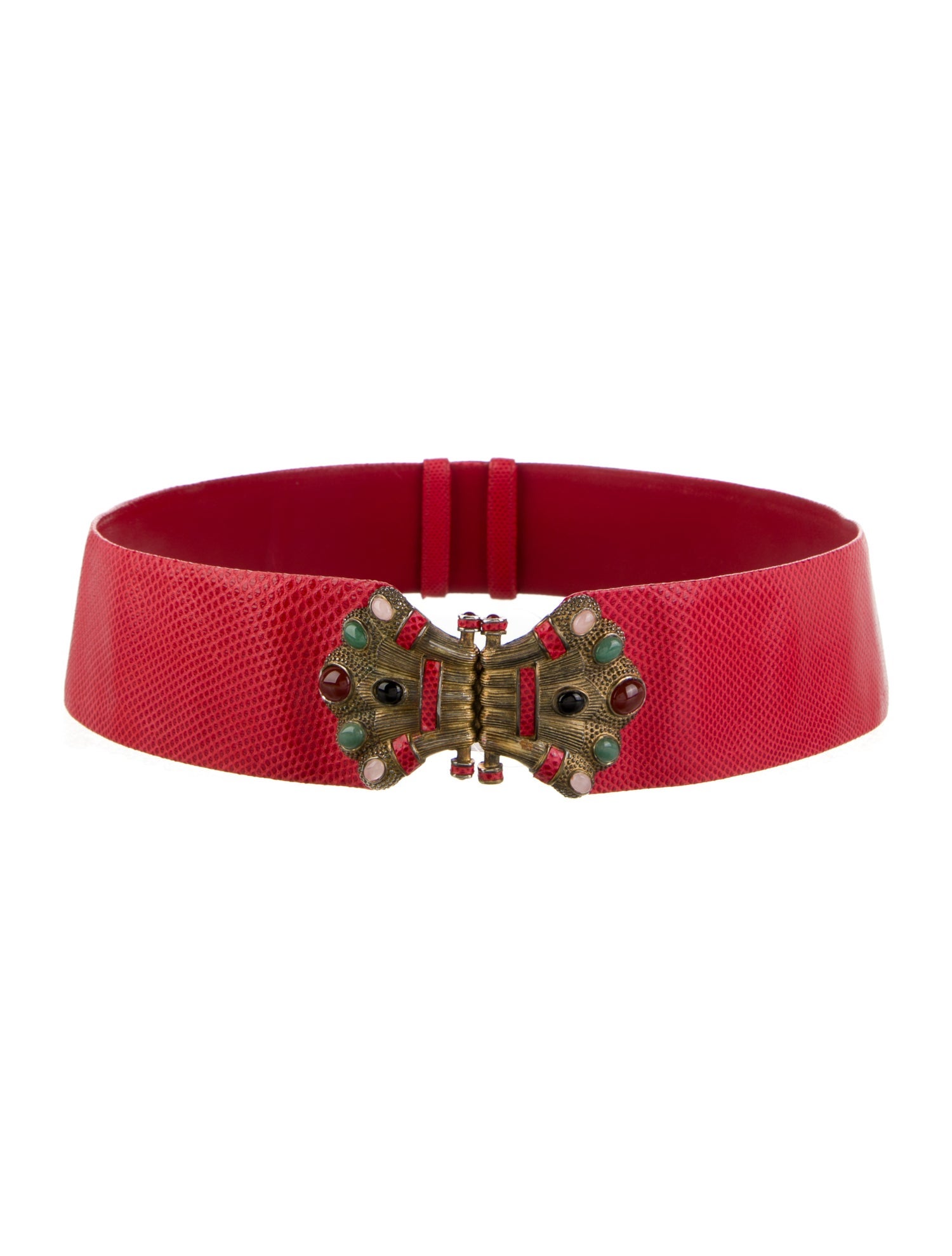 Judith Leiber Wide Lizard Waist Belt