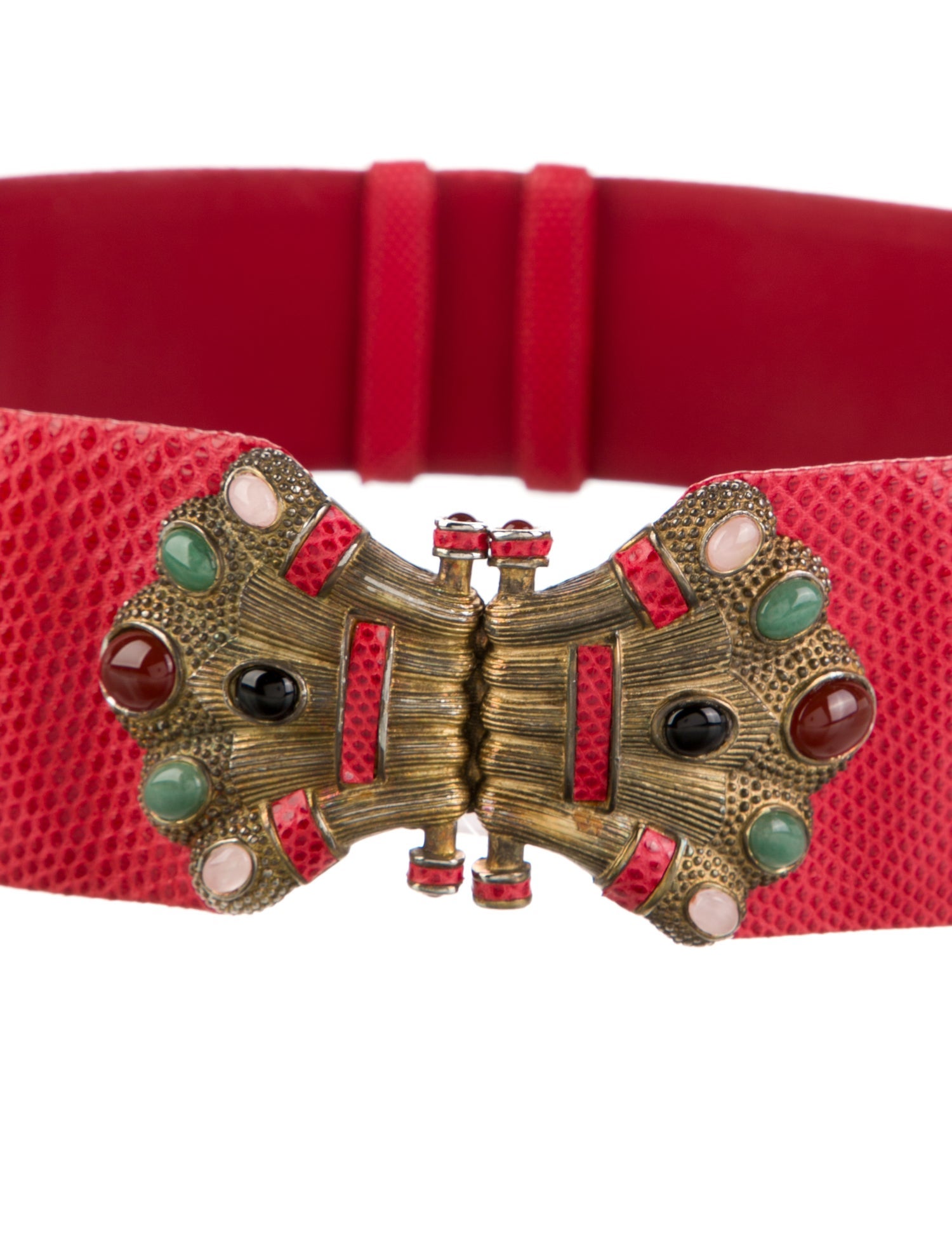 Judith Leiber Wide Lizard Waist Belt
