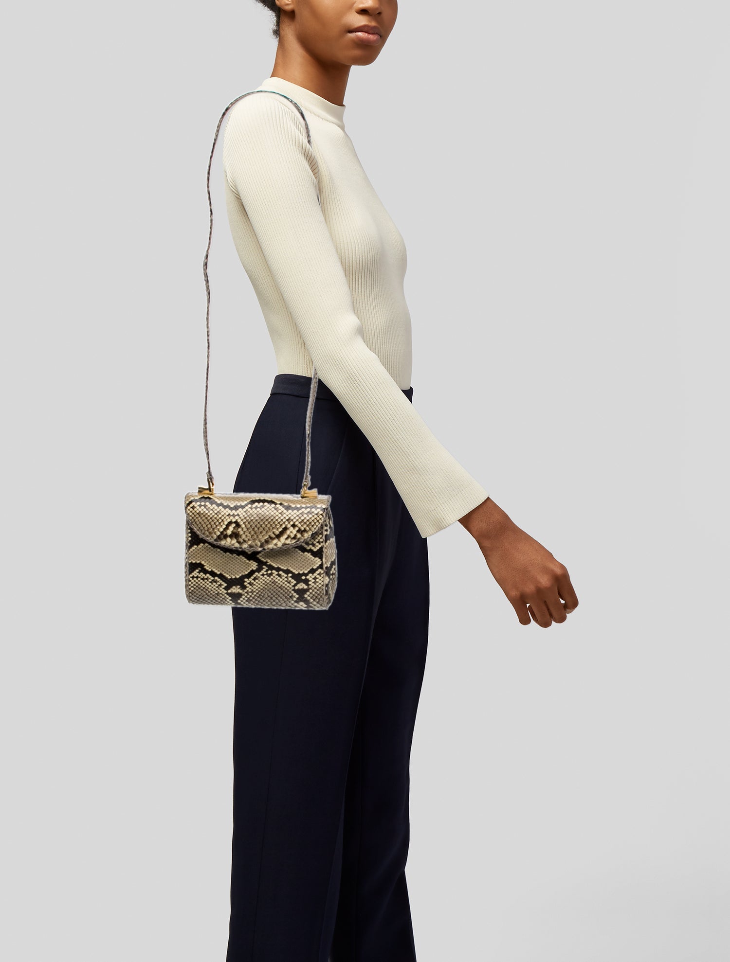 Judith Leiber Snakeskin Top Handle Bag