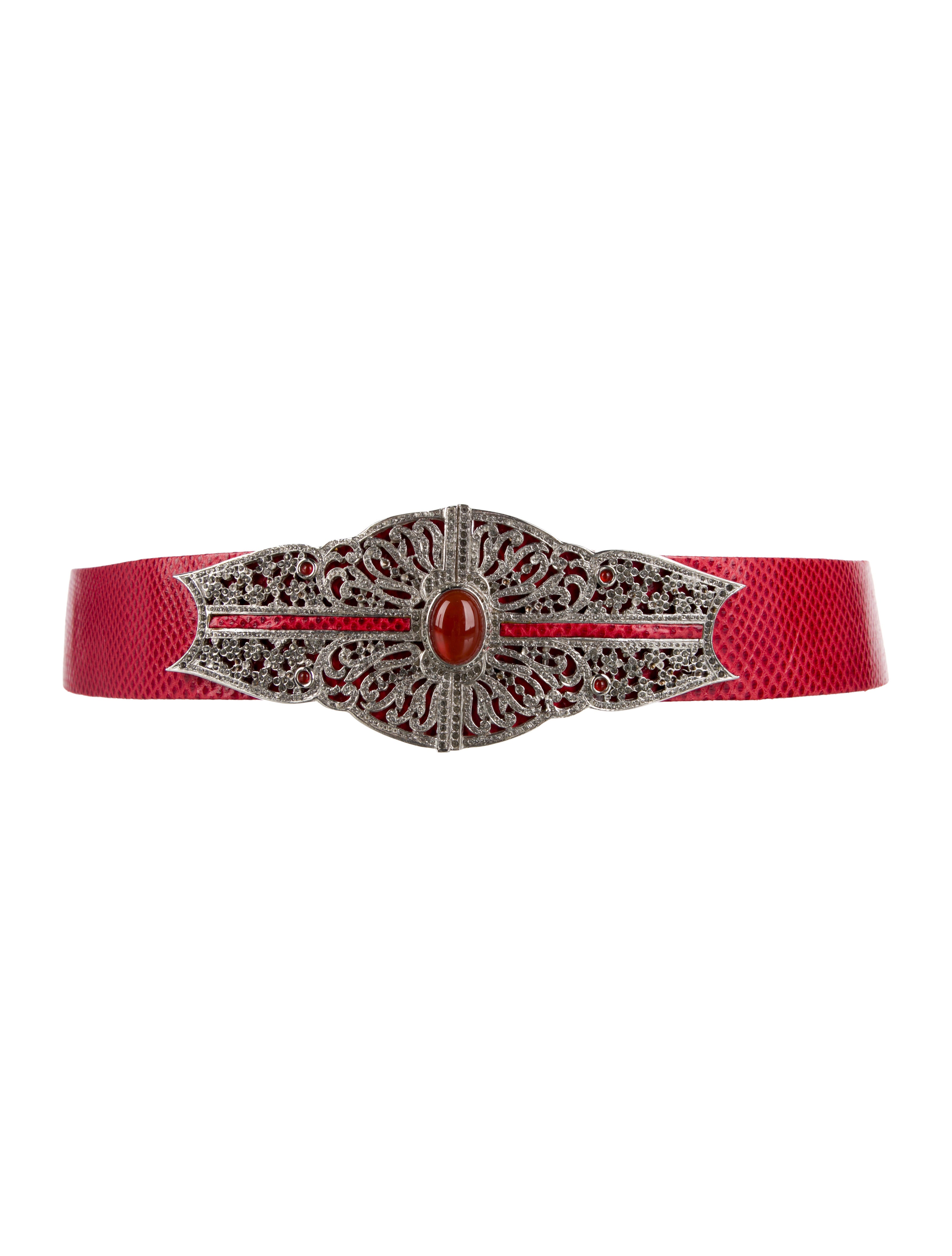 Judith Leiber Snakeskin Crystal Embellishments Waist Belt