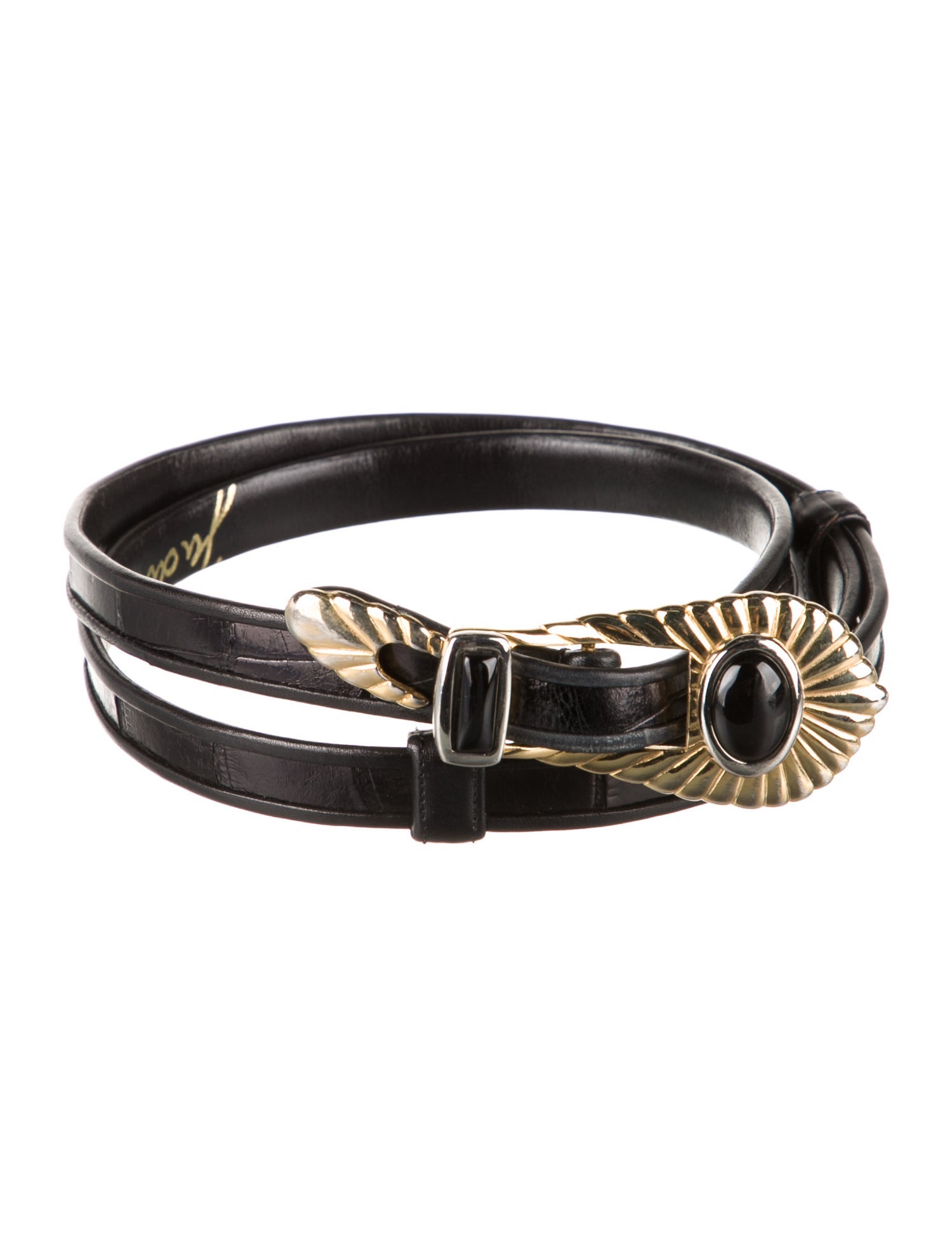 Judith Leiber Skinny Leather Belt