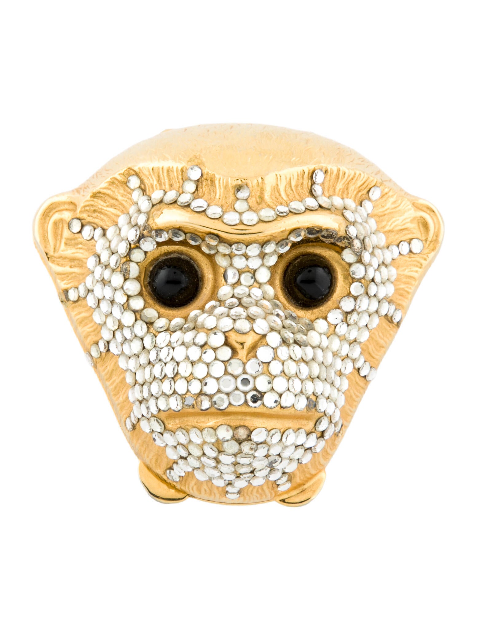 Judith Leiber metal pattern print monkey head clasp