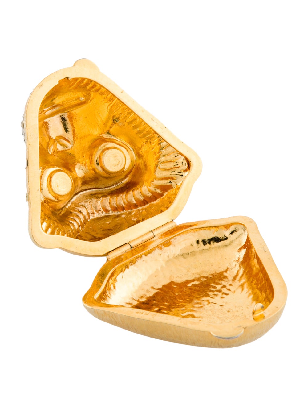 Judith Leiber metal pattern print monkey head cla… - image 3