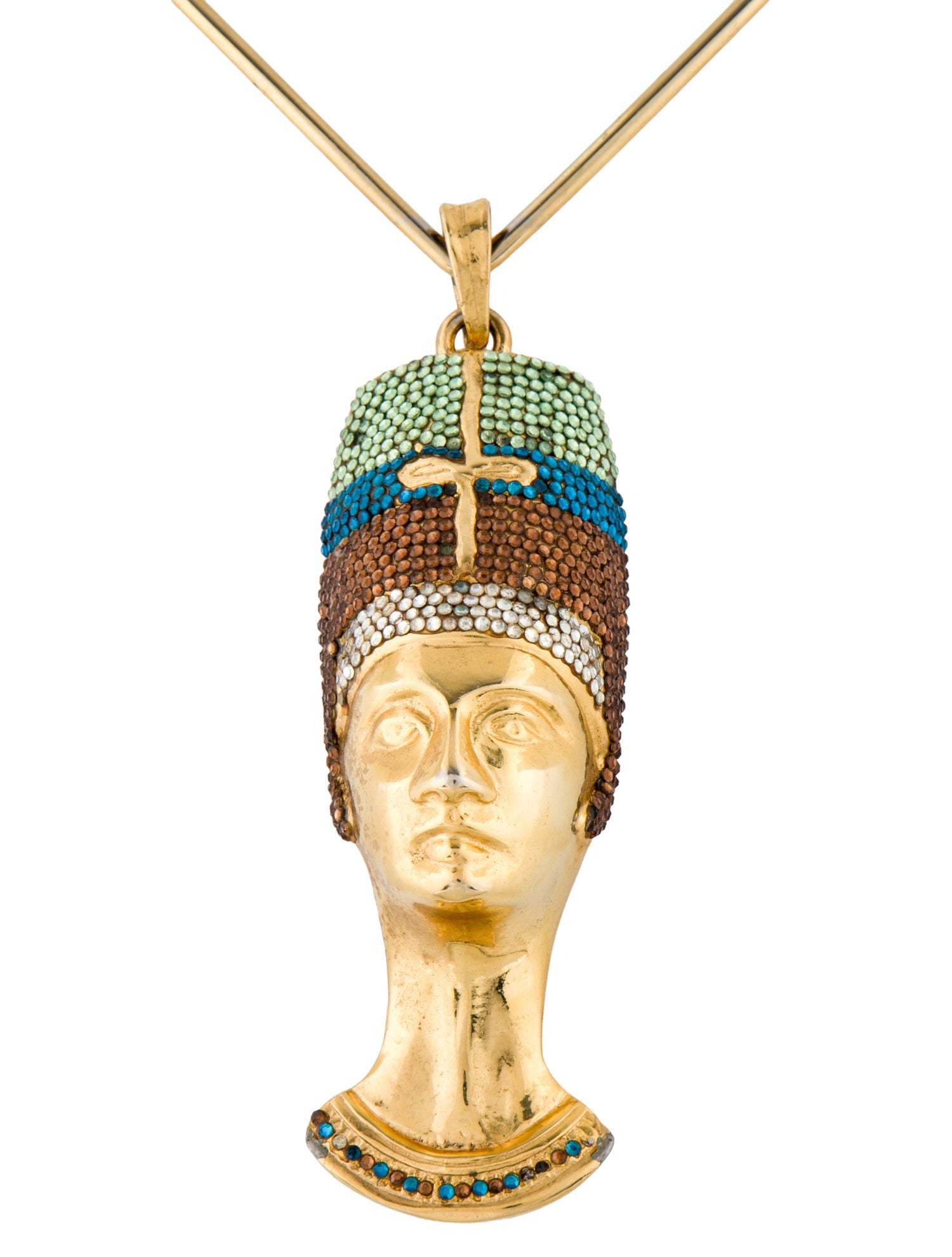 Judith Leiber Crystal Nefertiti Collar Pendant Necklace