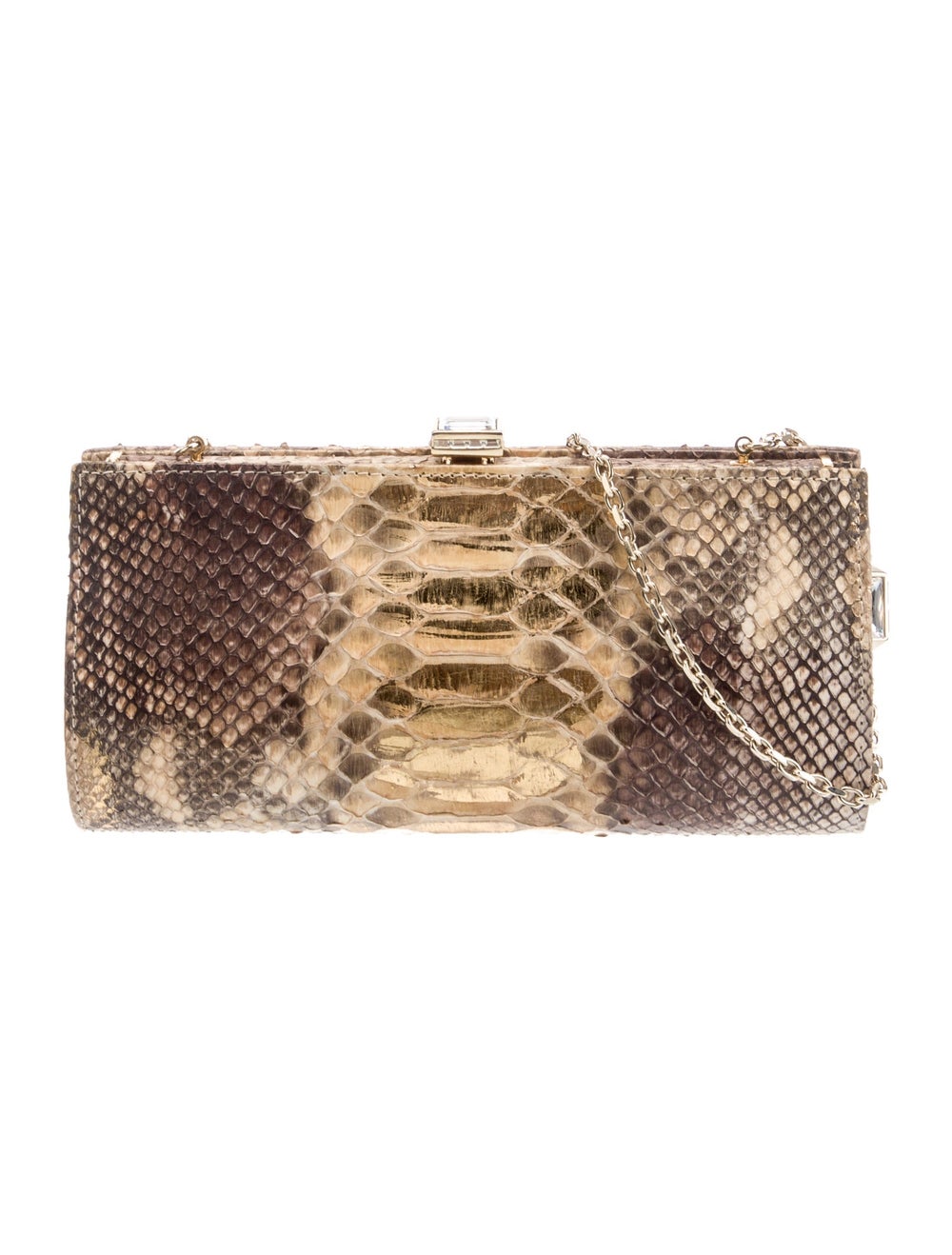 Judith Leiber Minaudière Neutrals Python Animal P… - image 1
