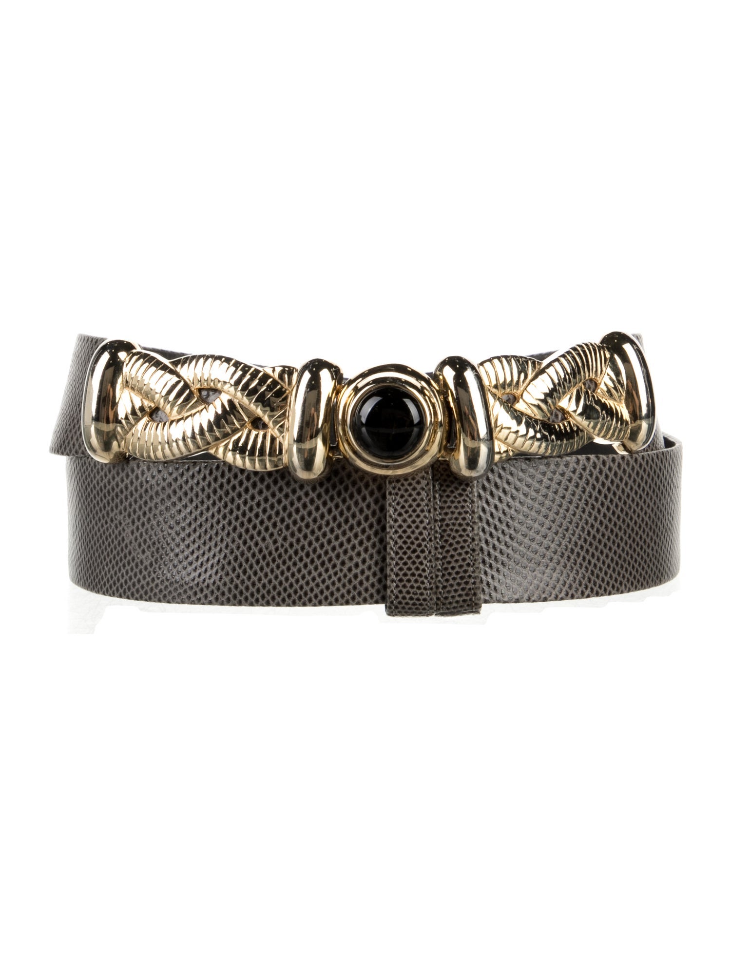 Judith Leiber Embossed Leather Belt