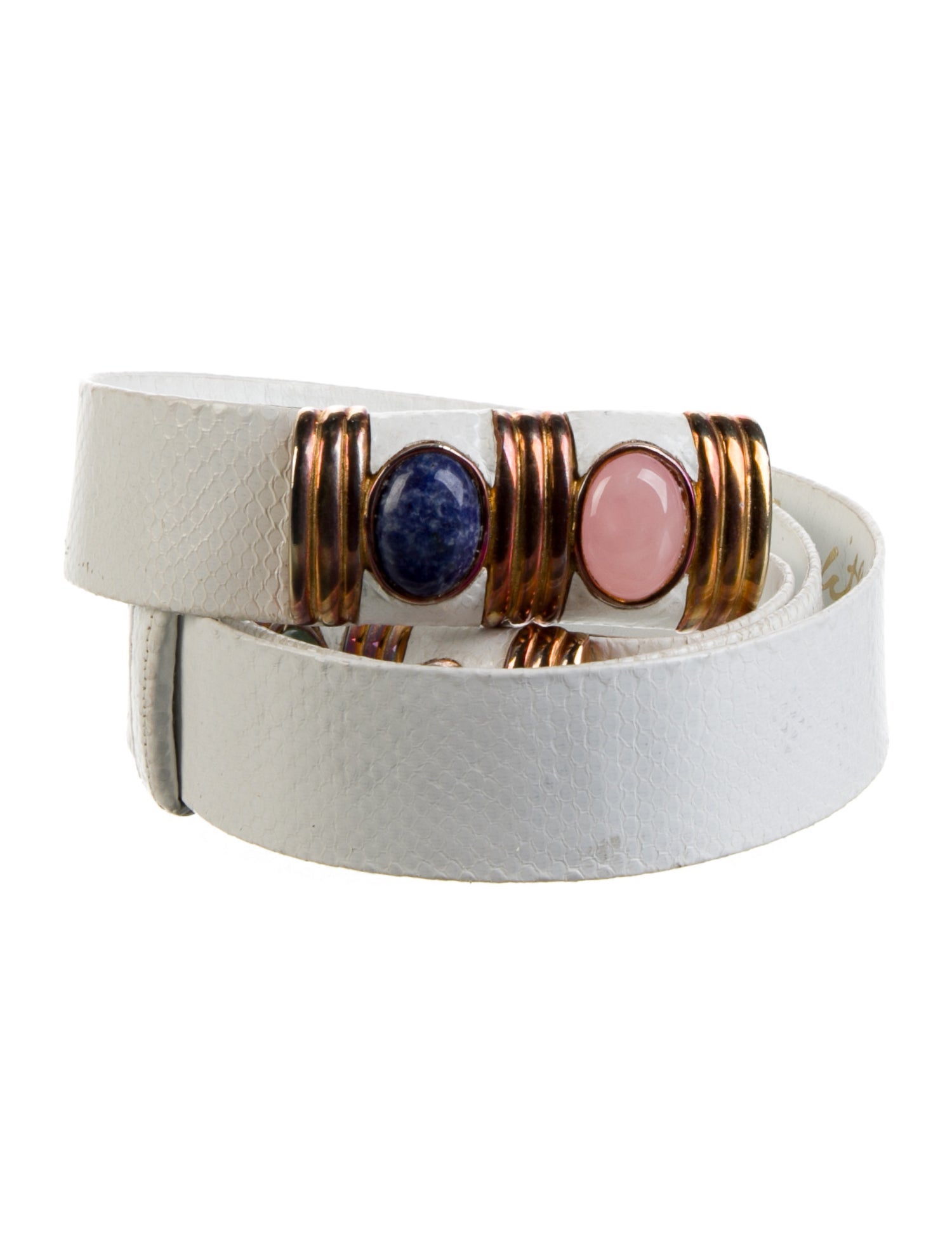 Judith Leiber Skinny Embossed Leather Belt