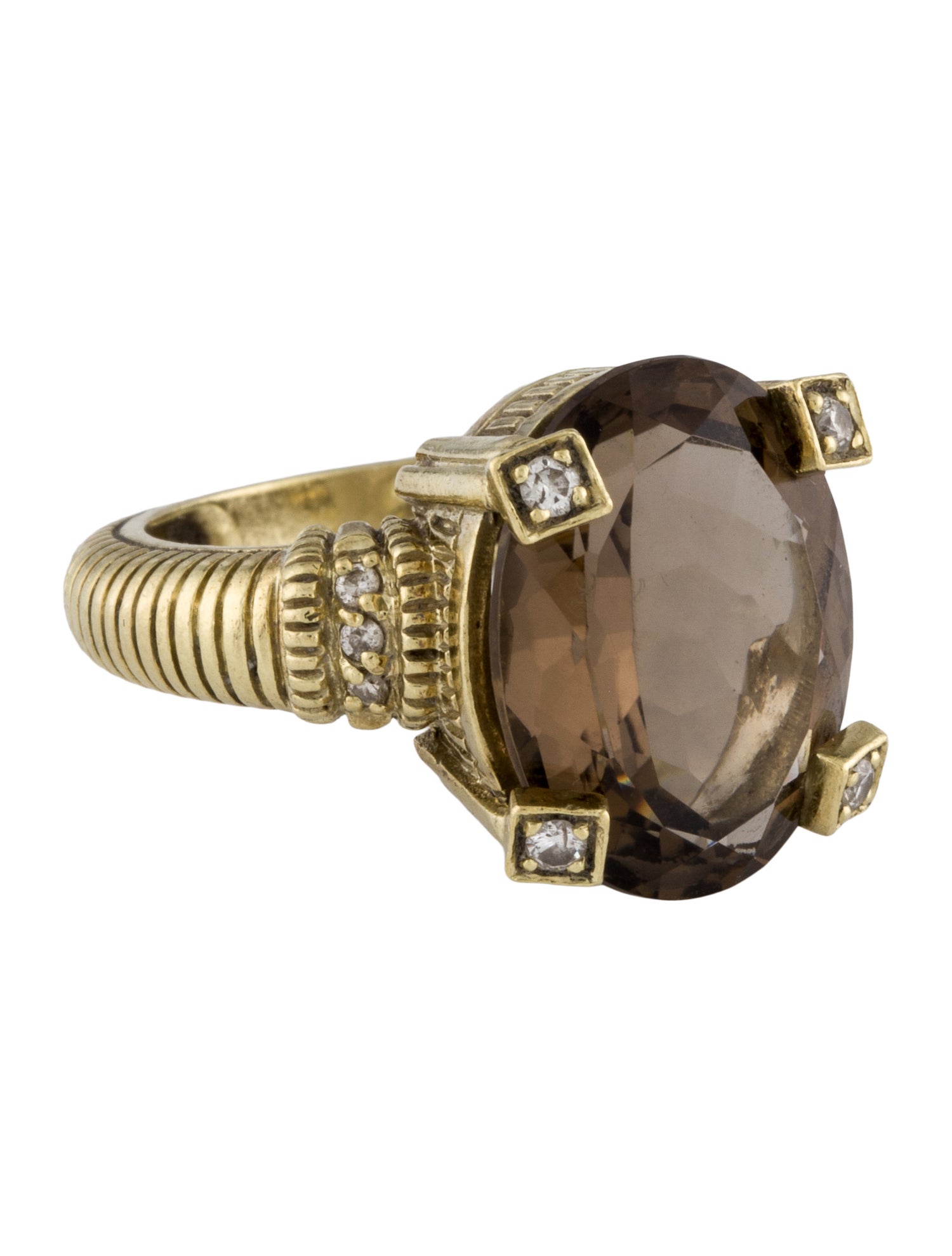 Judith Leiber 14K Smoky Topaz & Diamond Ring