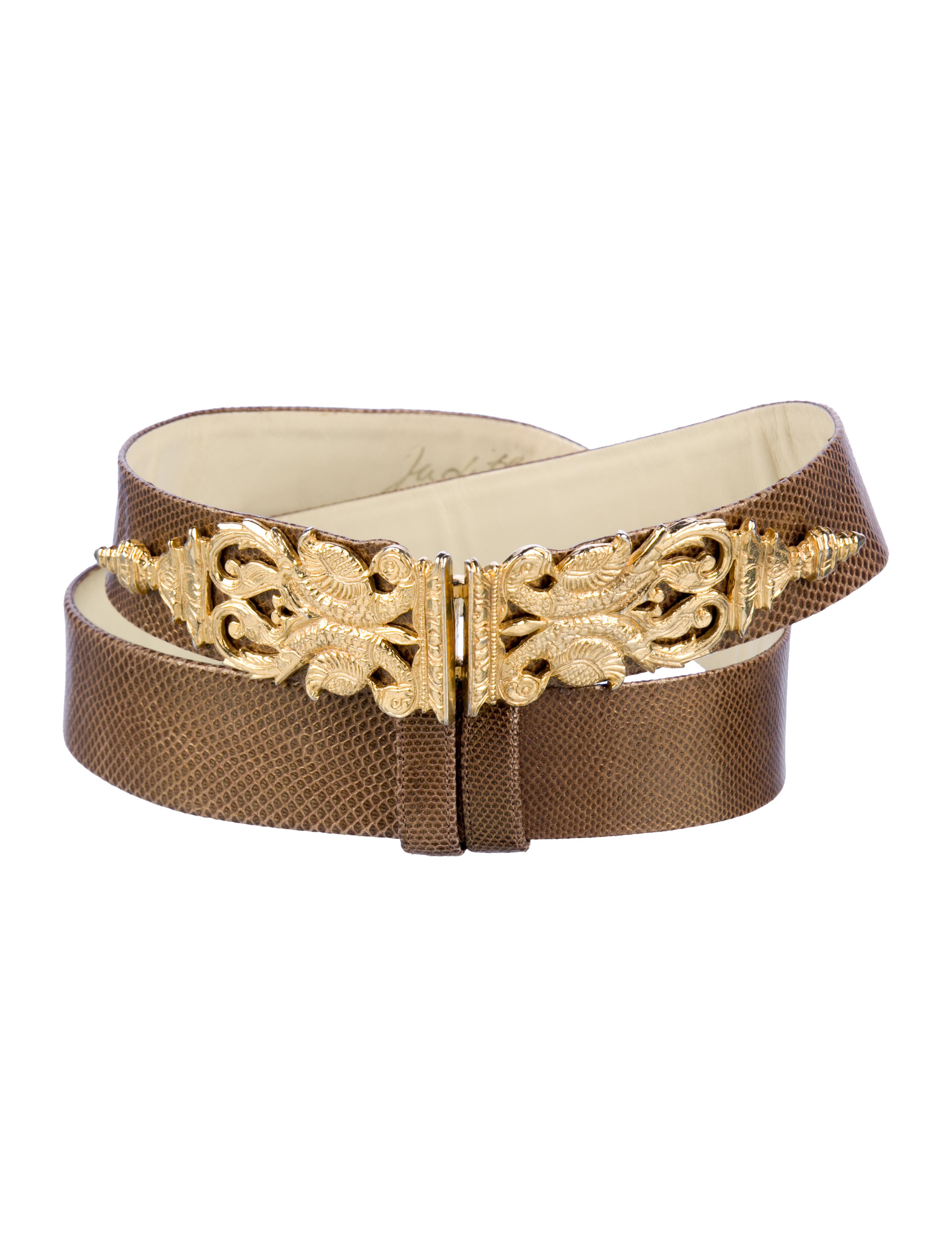 Judith Leiber Embossed Leather Belt