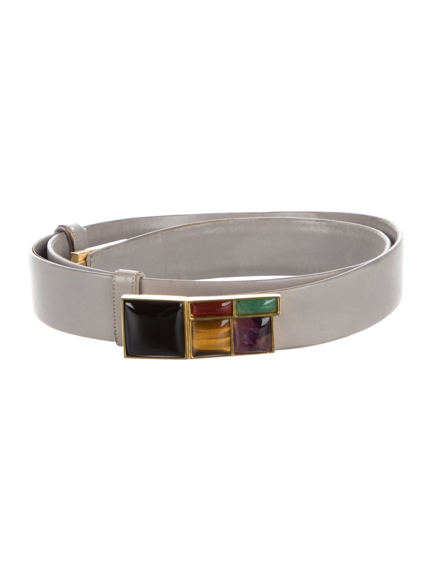 Judith Leiber Skinny Leather Belt