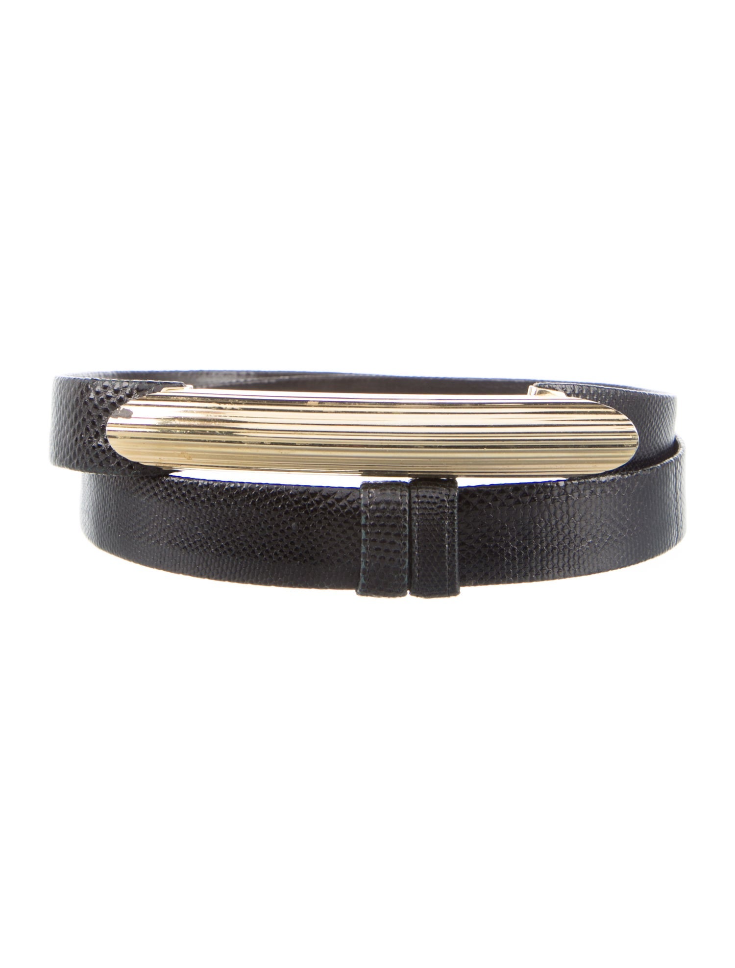 Judith Leiber Skinny Embossed Leather Belt