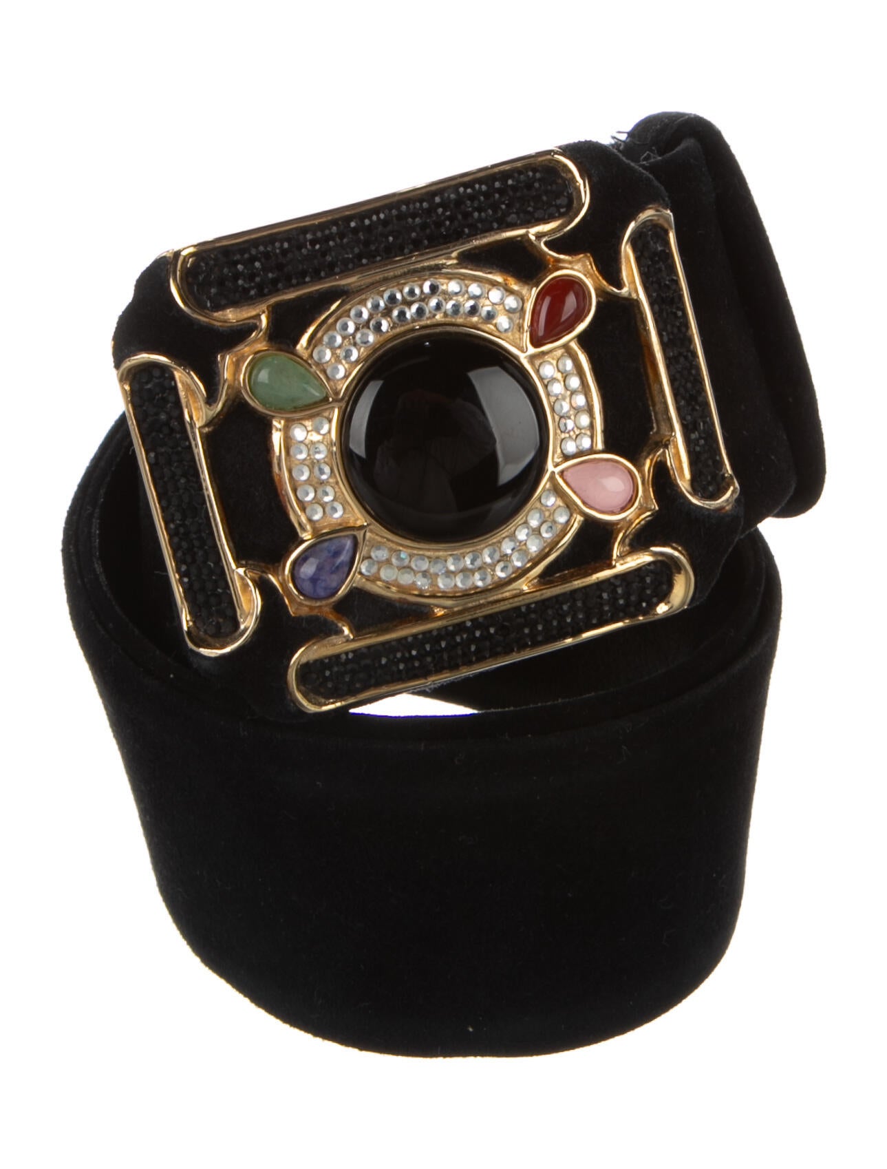 Judith Leiber Suede Crystal Embellishments Waist Belt