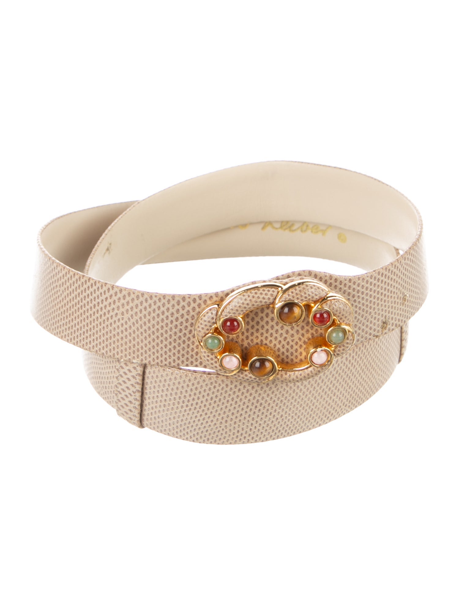 Judith Leiber Embossed Leather Waist Belt
