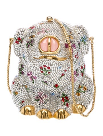 Pre-owned Judith Leiber Crystal Shoulder Bag In Silver