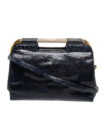 Pre-owned Judith Leiber Snakeskin Shoulder Bag In Blue