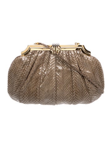 Pre-owned Judith Leiber Python Shoulder Bag In Brown