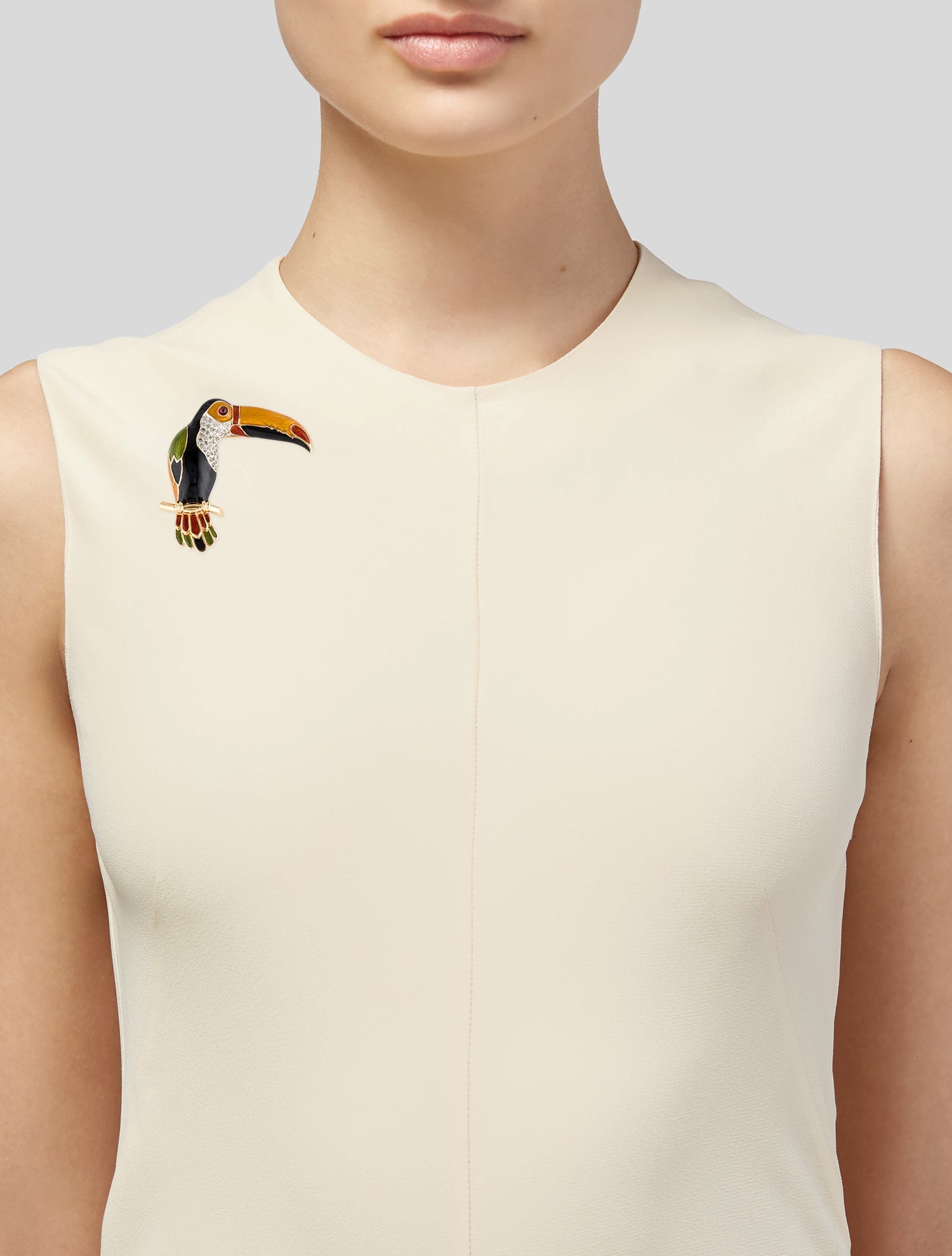 Judith Leiber Crystal & Enamel Toucan Brooch Pin