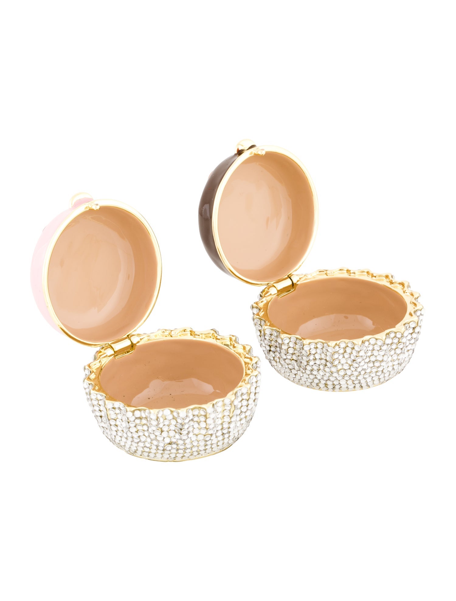 Judith Leiber Crystal and Brass "Bon Bon" Pill Boxes