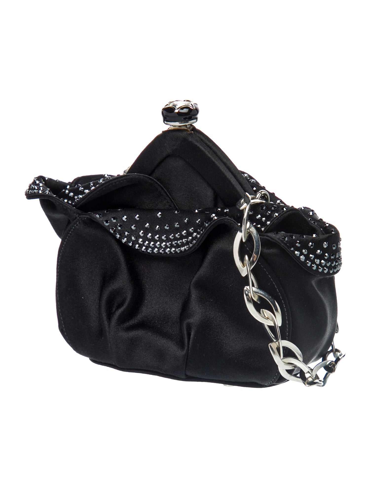 Judith Leiber Satin Evening Bag - Black Mini Bags, Handbags