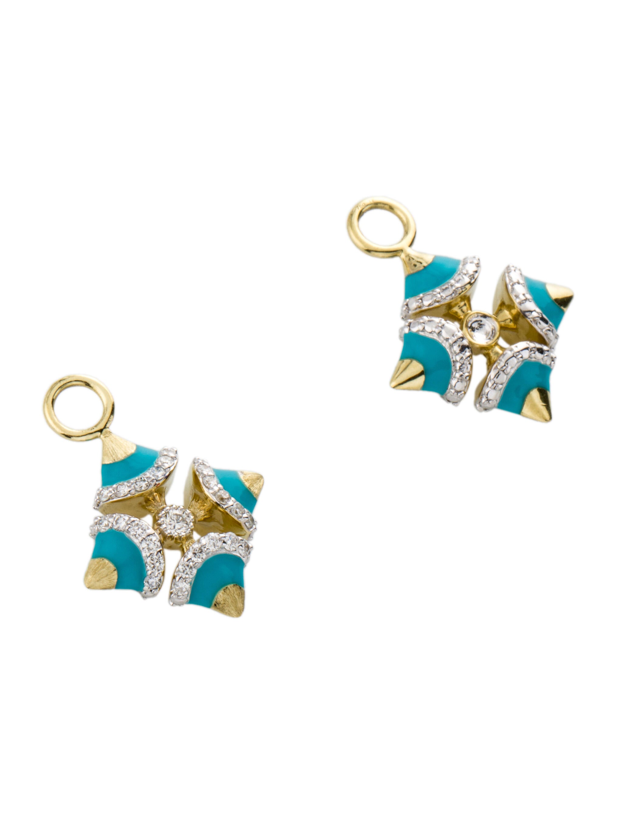 Jude Frances 18K Diamond & Enamel Earring Enhancers 18K Yellow Gold