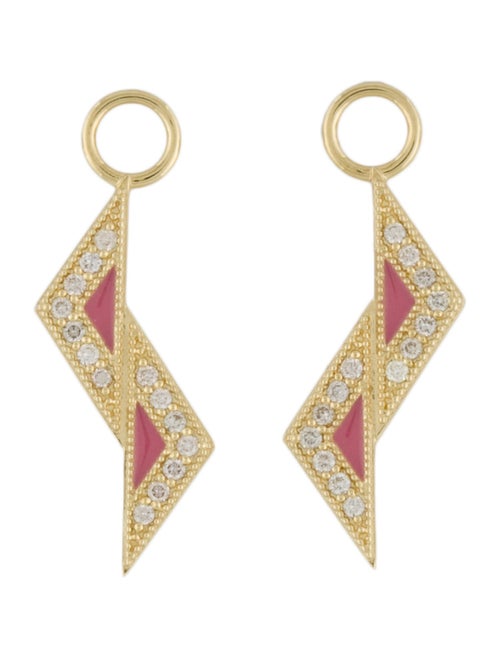 Jude Frances 18K Diamond Enamel Lisse Shifted Kite Earring Charms