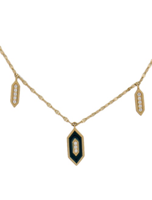 Jude Frances 18K Diamond & Enamel Lisse Elongated Hexagon Necklace