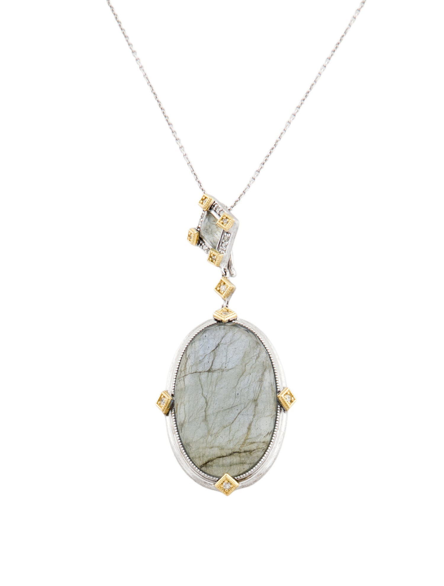 Jude Frances Labradorite, Quartz & Diamond Lisse Pendant Necklace